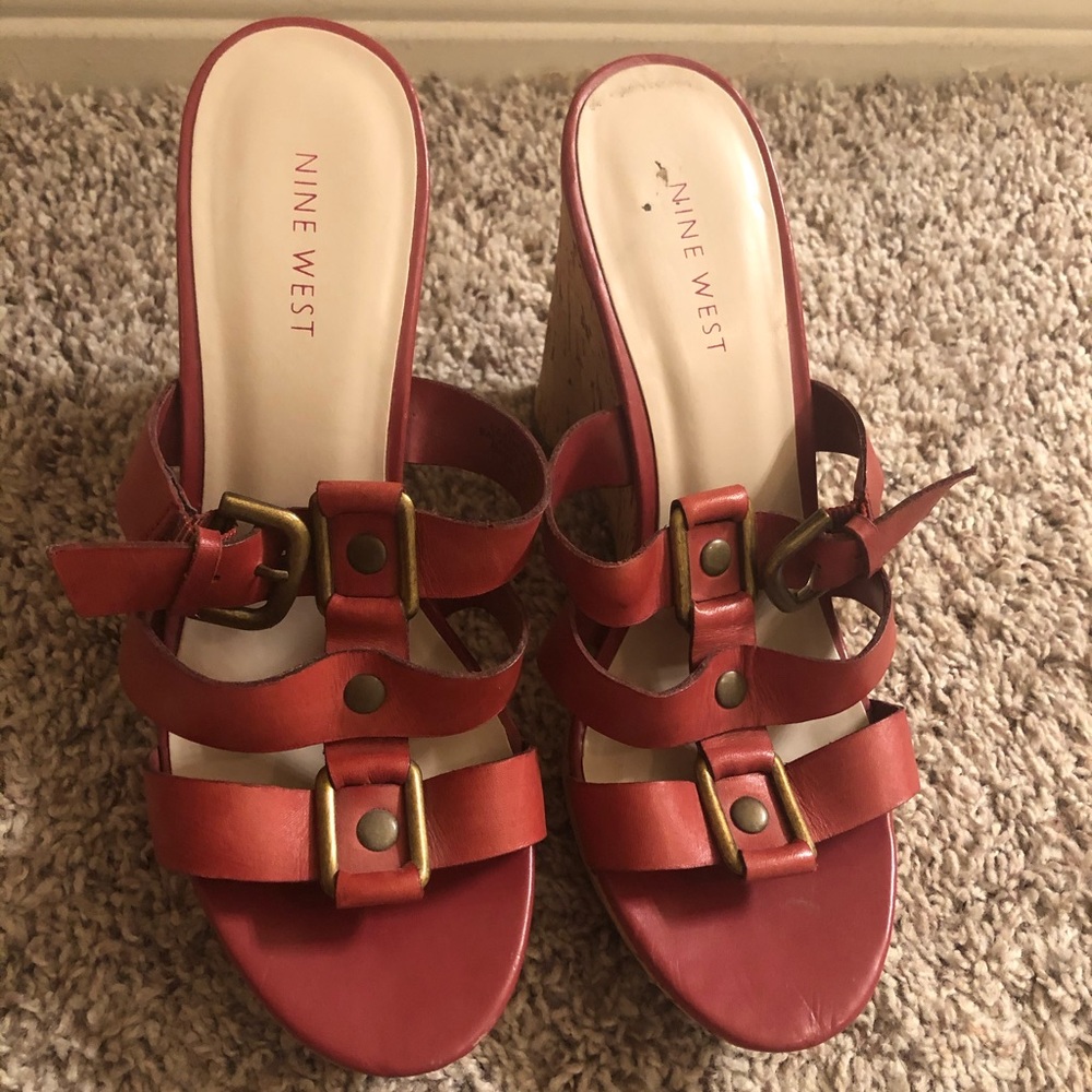 Nine West strappy wedge heels